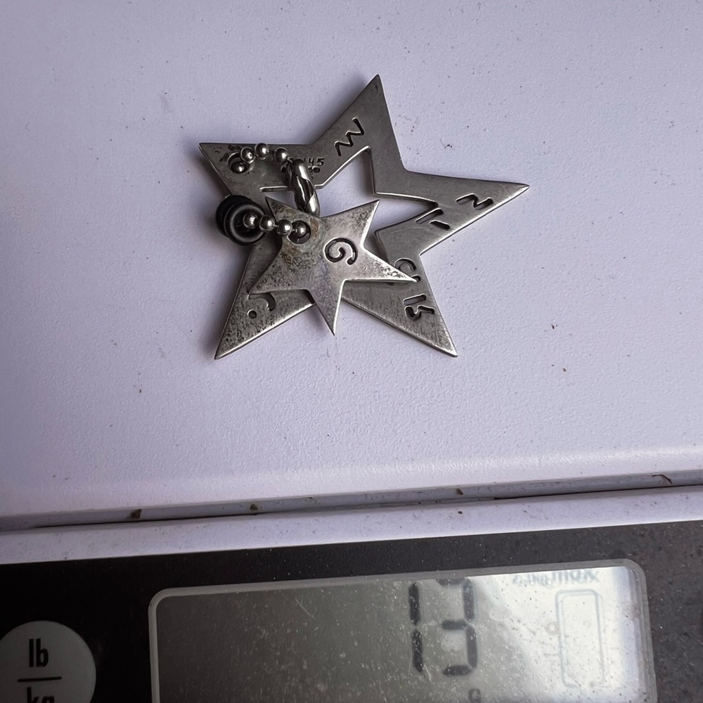 925 pendant open star tribal marked  TR-145 Silver double Pendant 2” 13 grams - Picture 3 of 9